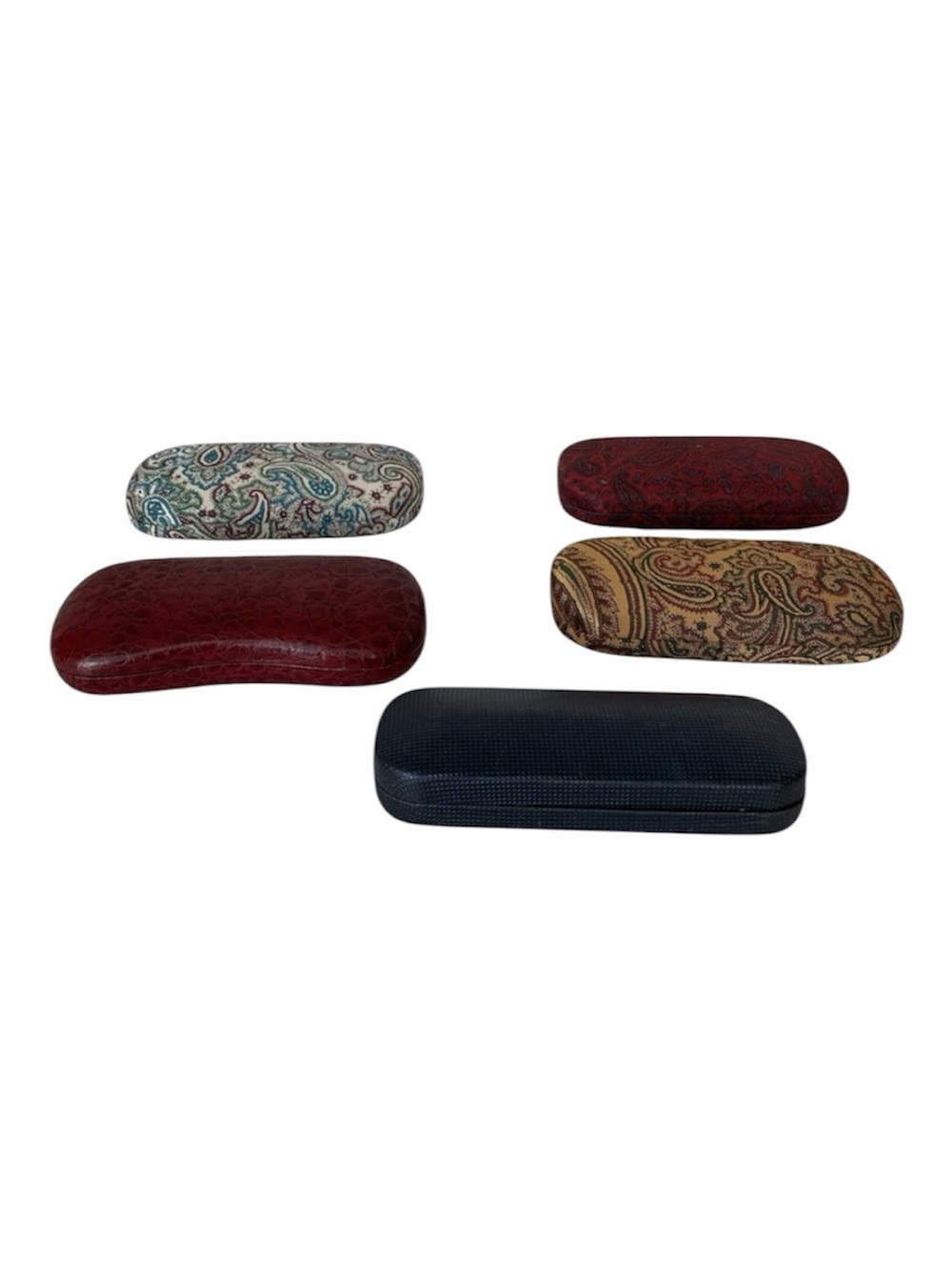 Lot of 5 Hard Shell Eyeglass Cases Floral Paisley Geometric Clamshell